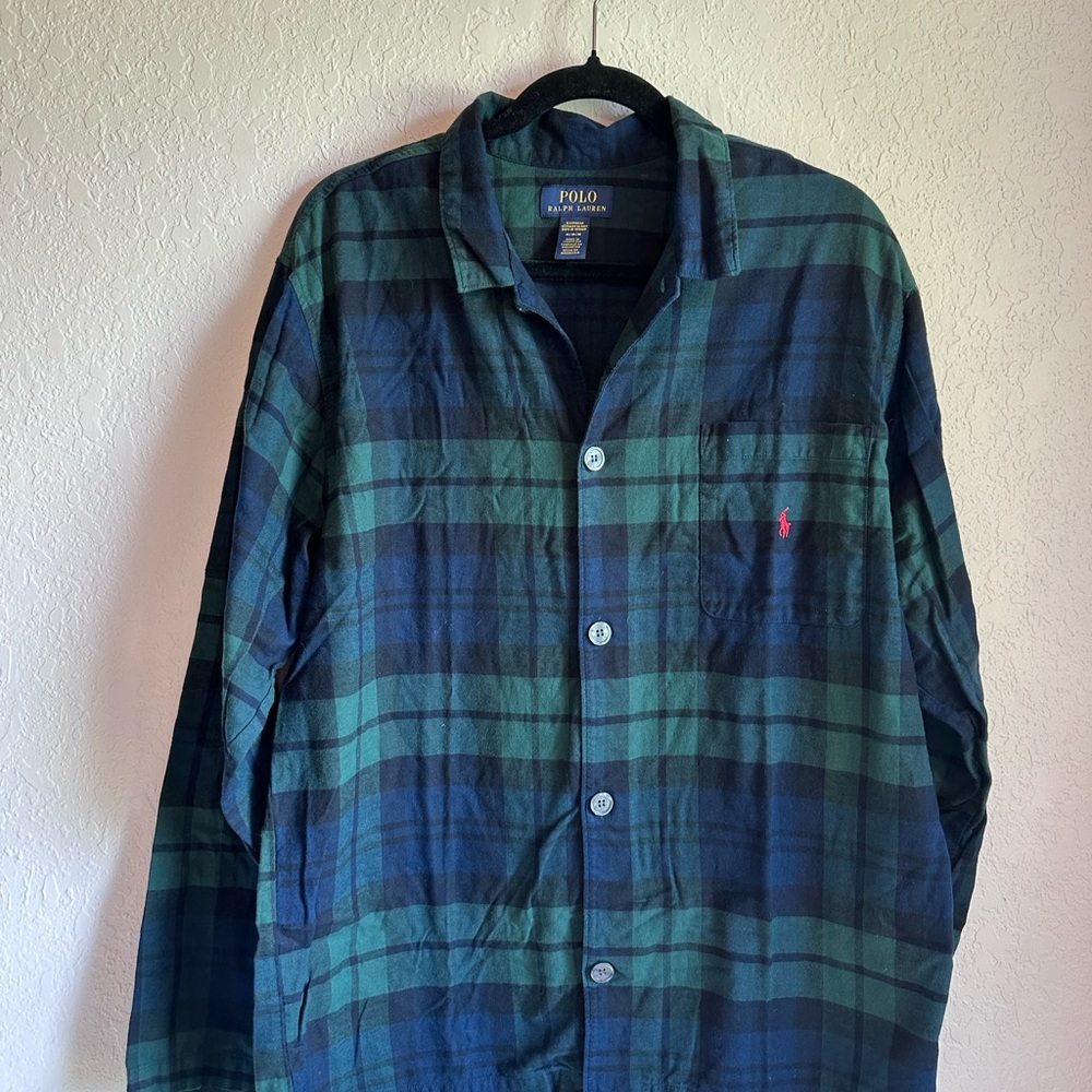 Polo by Ralph Lauren Green and Navy Plaid pajama set: top and pants